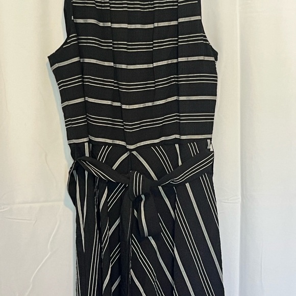 Tommy Hilfiger Women's Black White Stripe Fit Flare Sleeveless Dress Belted 4 - Picture 7 of 8